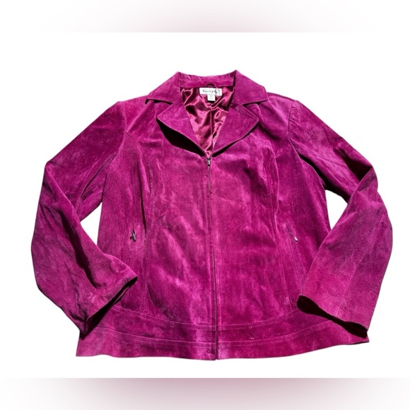 Preston And York Vintage Leather Jacket Magenta Women’s Size XL - Picture 1 of 7